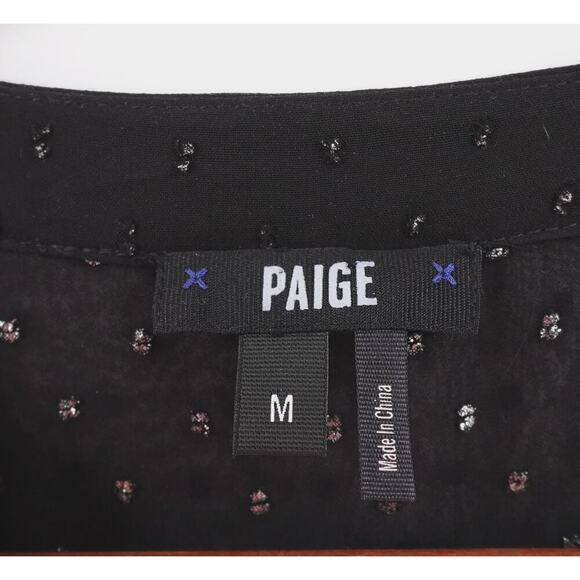 Paige Chiffon Blouse Womens Medium Black Metallic Spot Wimsigoth Corporate Goth - Picture 2 of 16